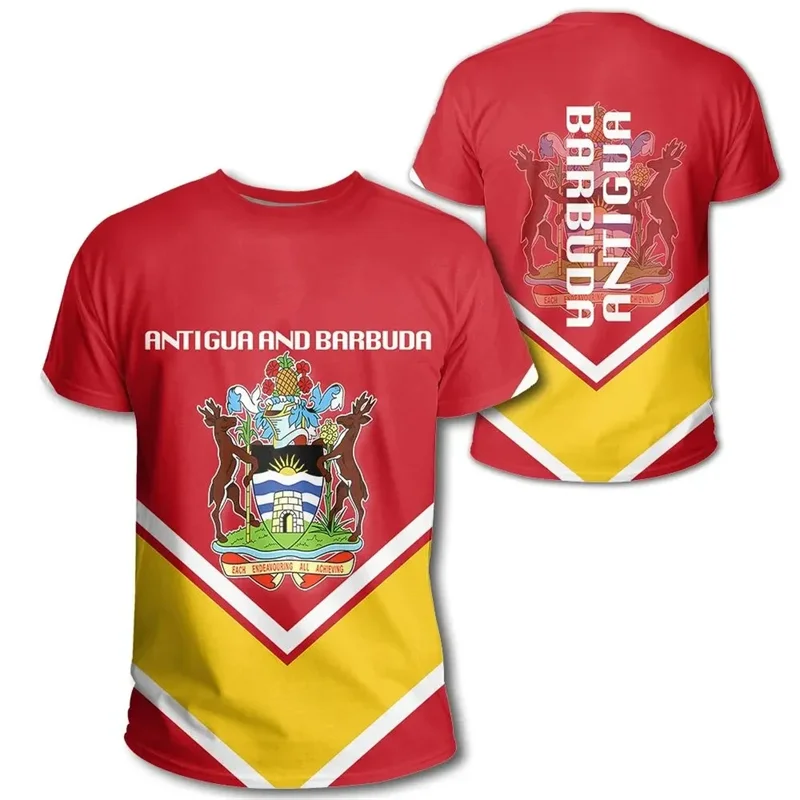 Antigua And Barbuda  Flag T-Shirt Men 3D Printed Coat Of Arms T Shirt Tops Summer Short Sleeves Casual Loose Sports Tee Shirts