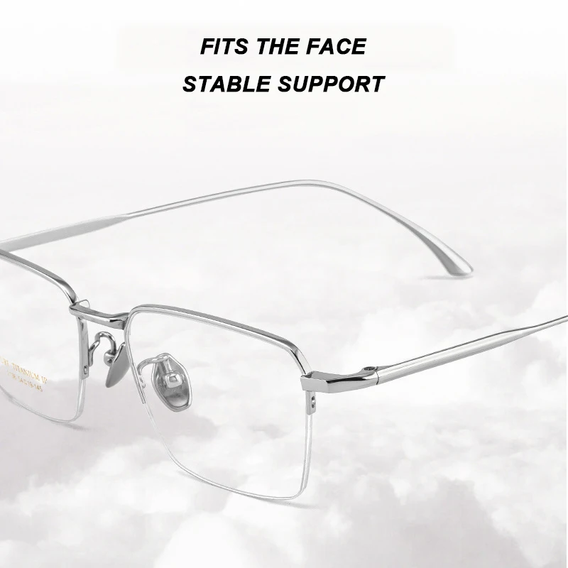 New Ultra-light Pure Titanium Glasses Frame Fashion Half-Rim Business Men Square Eyeglasses And Vintage Luxury Women Spectacle
