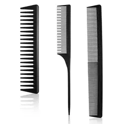 Paquete de 3 peines de corte profesionales, peine de peluquero de dientes finos y anchos, peine desenredante de dientes anchos grandes para todo tipo de cabello