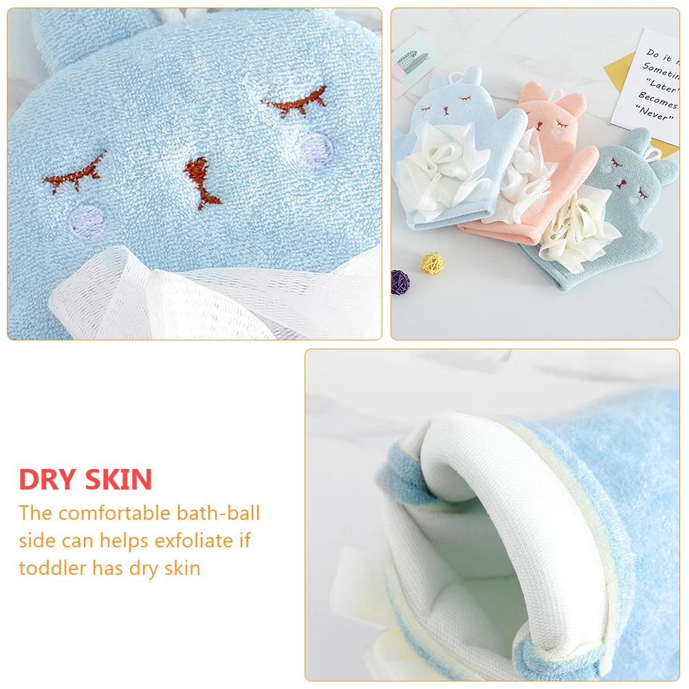 

2 Pcs Bath Sponge Body Dual-use Shower Loofahs Massage Gloves Blue Bathroom Accessories