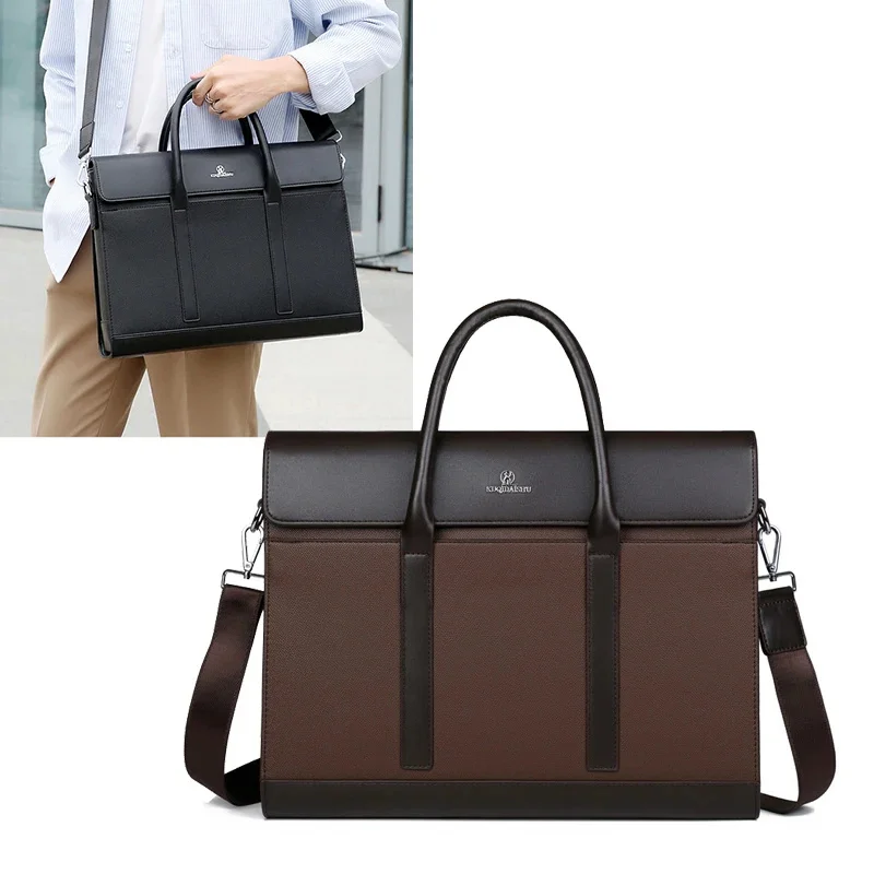 

Luxury Briefcase for Man PU Leather Handbag Laptop Vintage Shoulder Executive Business Messenger Crossbody Side Portafolio Bag