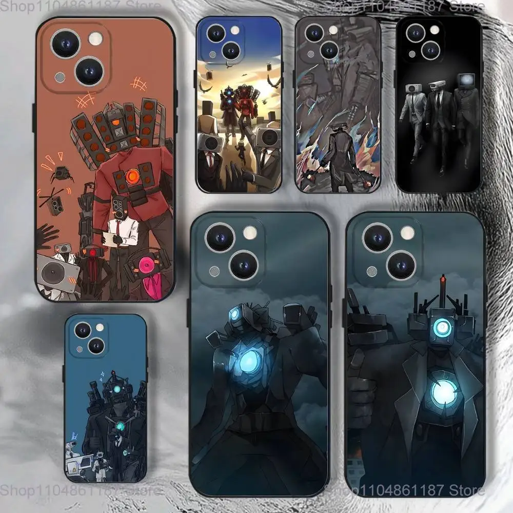 

Skibidi Toilet Phone Case For iPhone 17,16,15,14,13,12,11,Pro,XS,Max,XR,Plus,E,SE4,Mini Black Soft Cover