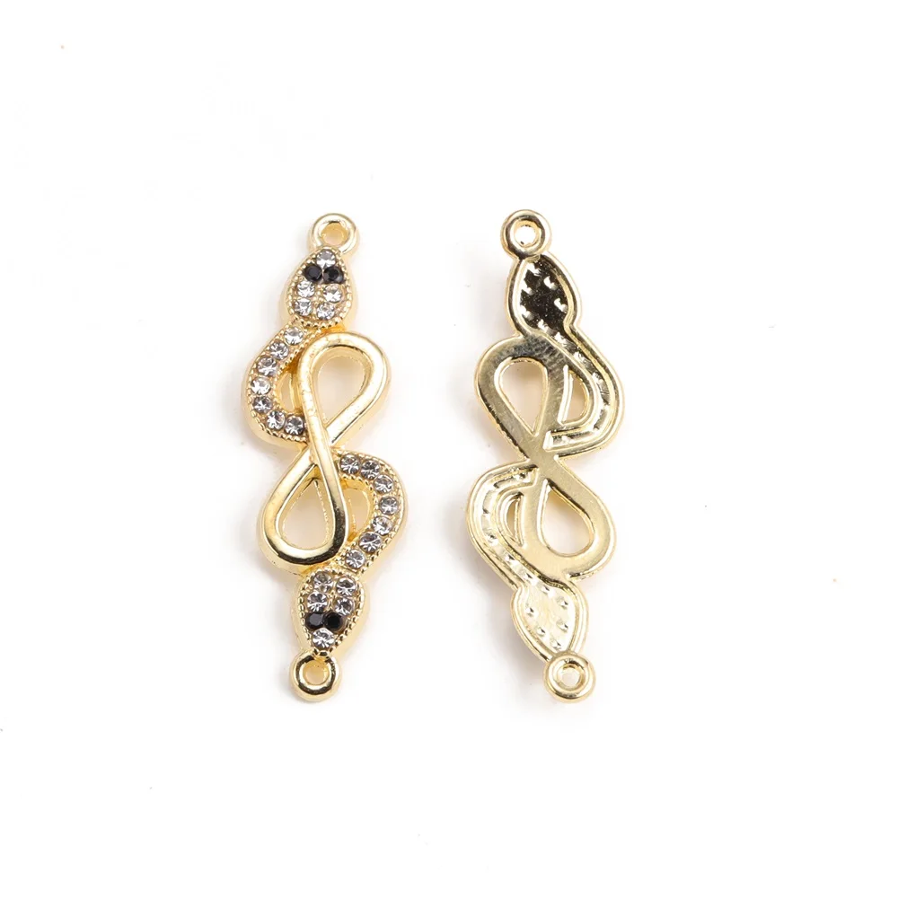 10pcs Wholesale Zinc Alloy Snake Charm Rhinestone Infinite Loop Jewelry Connector DIY Girl\'s Anklets Bracelet Unfading
