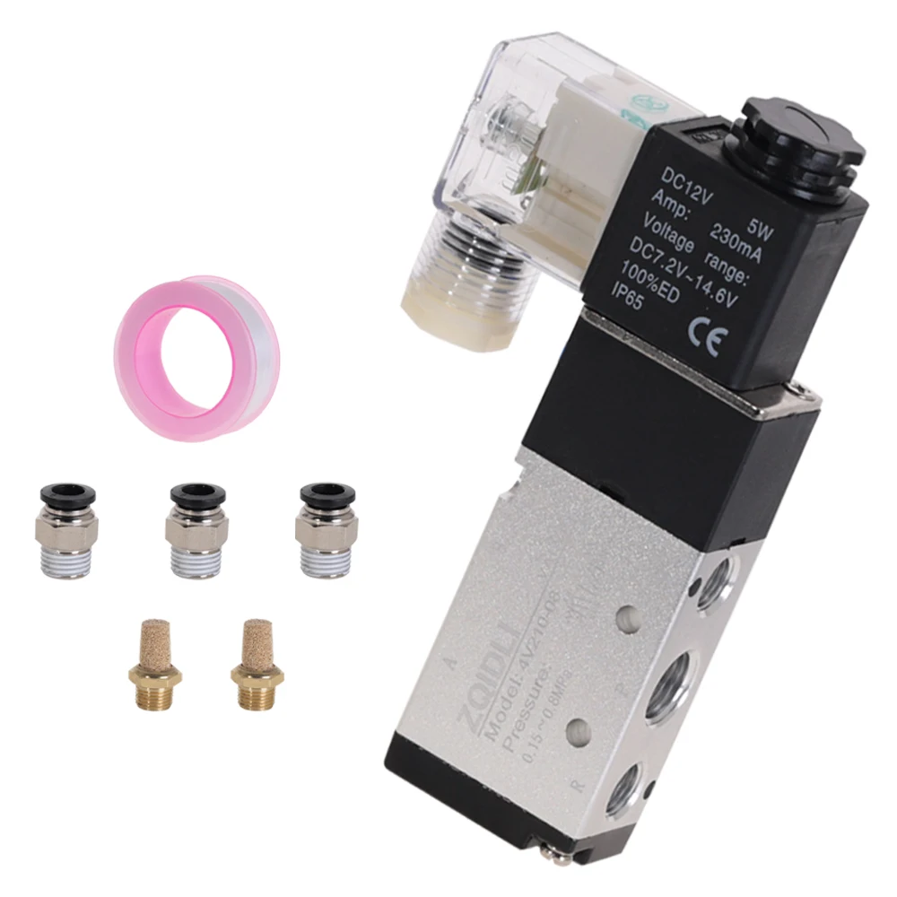 Pneumatic Electric Solenoid Valve 5 Way 2 Position Control Air Gas Magnetic 4V210-08 12V 24V 220V Coil Volt