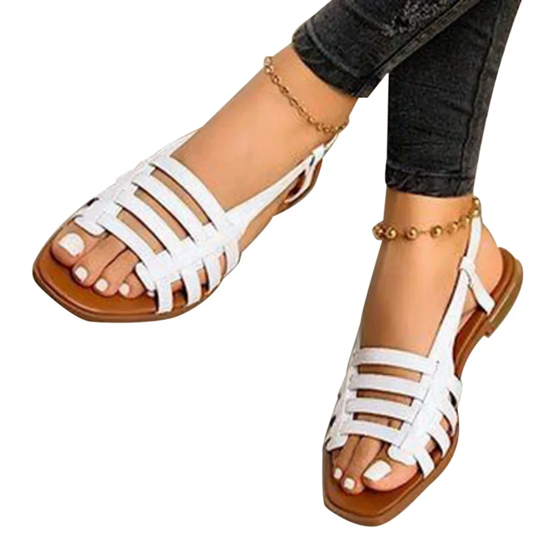 Women Sandals Woman Summer Hollow Out Roman Shoes 2024 Women\'s Gladiator Open Toe Beach Flats Ladies Footwear Plus Size 35-43