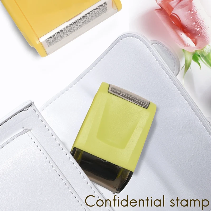 2 Pcs Identity Theft Prevention Stamp Identity Guard Roller Stamp Wide Rolling Security Stamp (Yellow And Green L And M)