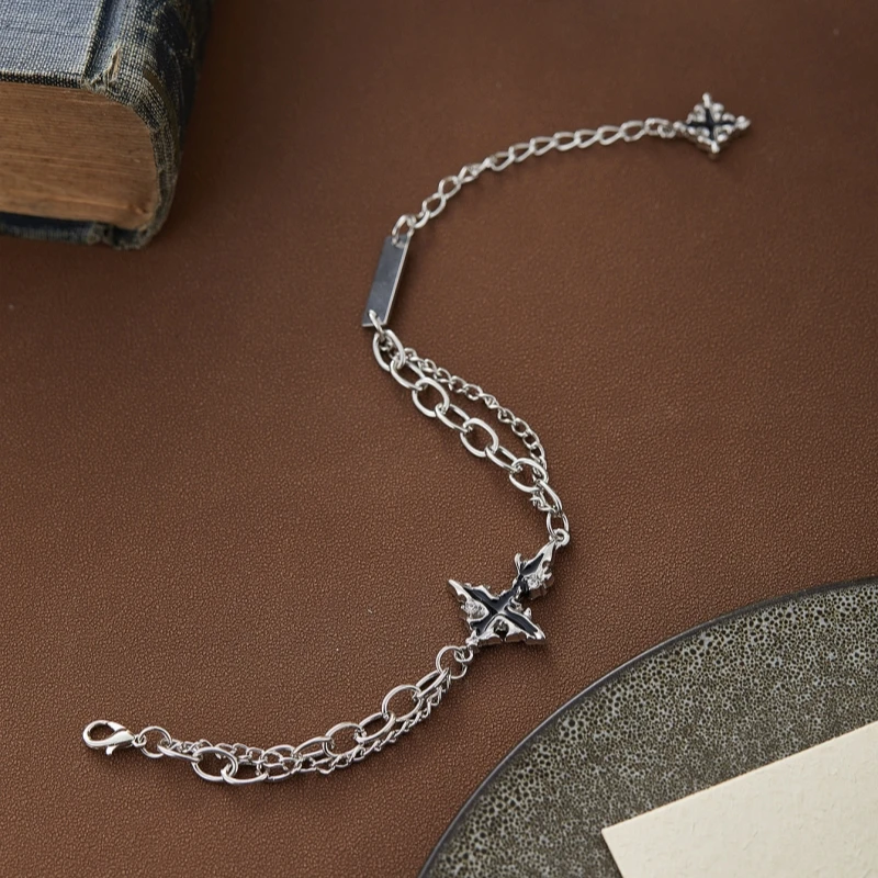 فاسق الأسود لهب سوار السيدات الرجال العصرية الهيب هوب مجوهرات خمر القوطية Y2K سحر Kpop الهدايا والاكسسوارات