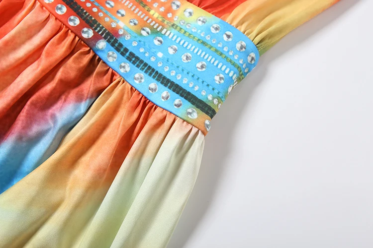 Sisterlinda Damen Sexy Kleid mit buntem Print, Wickelkleid, rückenfrei, hohe Schlitze, Sommer, Urlaub, Strandparty, elegante Party, figurbetont – Detail 8
