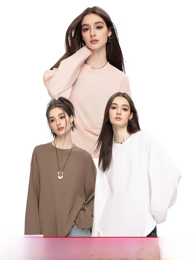 

Faionable round Ne oulder-Drift T-irt New Arrival Spring Casual Sle Long Sve Cotton 00% Comfortable T-irt