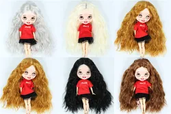 Blythe Little Ragdoll Wig Super Soft Silk Medium Split Bubble Noodle Roll Without Skull Shell Soft Silk Doll Accessories