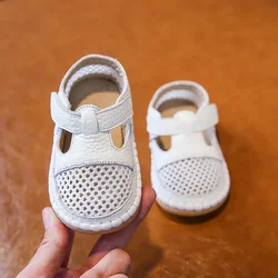 Sandalias infantiles anticolisión para niños y niñas, zapatos de piel auténtica de fondo suave, sandalias de playa para verano