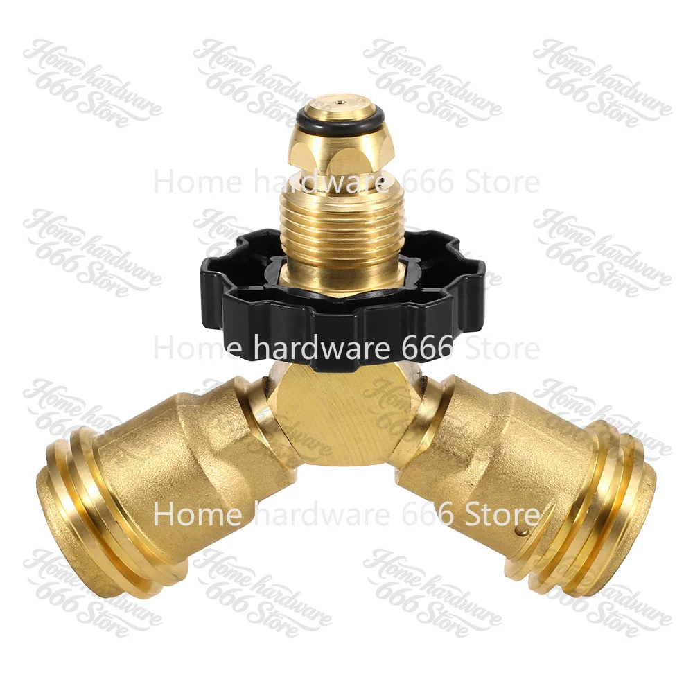 Outdoor Camping Hiking Stove Adaptor Propane Tank Y-Splitter Adapter Two Furnace Connector Way LPG Adapter Tee Connector