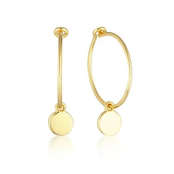 925 Sterling Zilveren Naald Luxe Grote Cirkel Hanger Oorringen Voor Vrouwen Vintage Gladde Gouden Oorbel Bruiloft Mode Sieraden