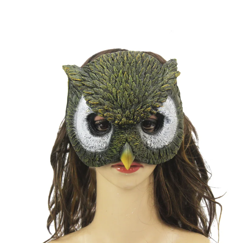 Halloween Full Face Owl Mask PU Material Animal Carnival Mask for Woman Costume Party Cosplay Props Performance Accessories