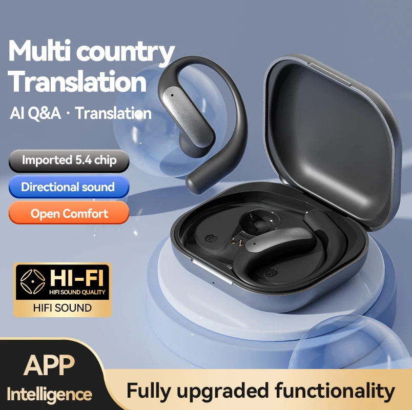 AI smart translation earphone M122 Bluetooth earphone over-ear type non-in-ear OWS wireless sports