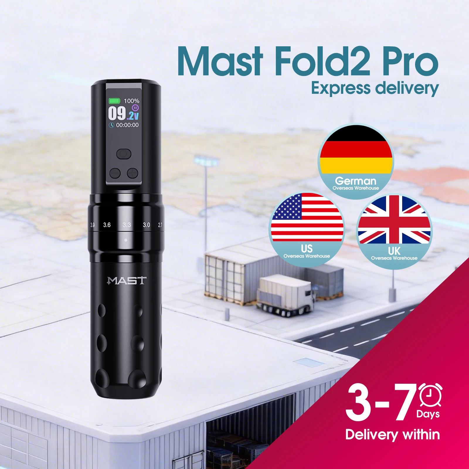 Mast Tattoo Machine Fold2 Pro Wireless Pen Full Kit 2000mAh Battery 7 Strokes LED Digital Display for Beginners or Pro  Artist