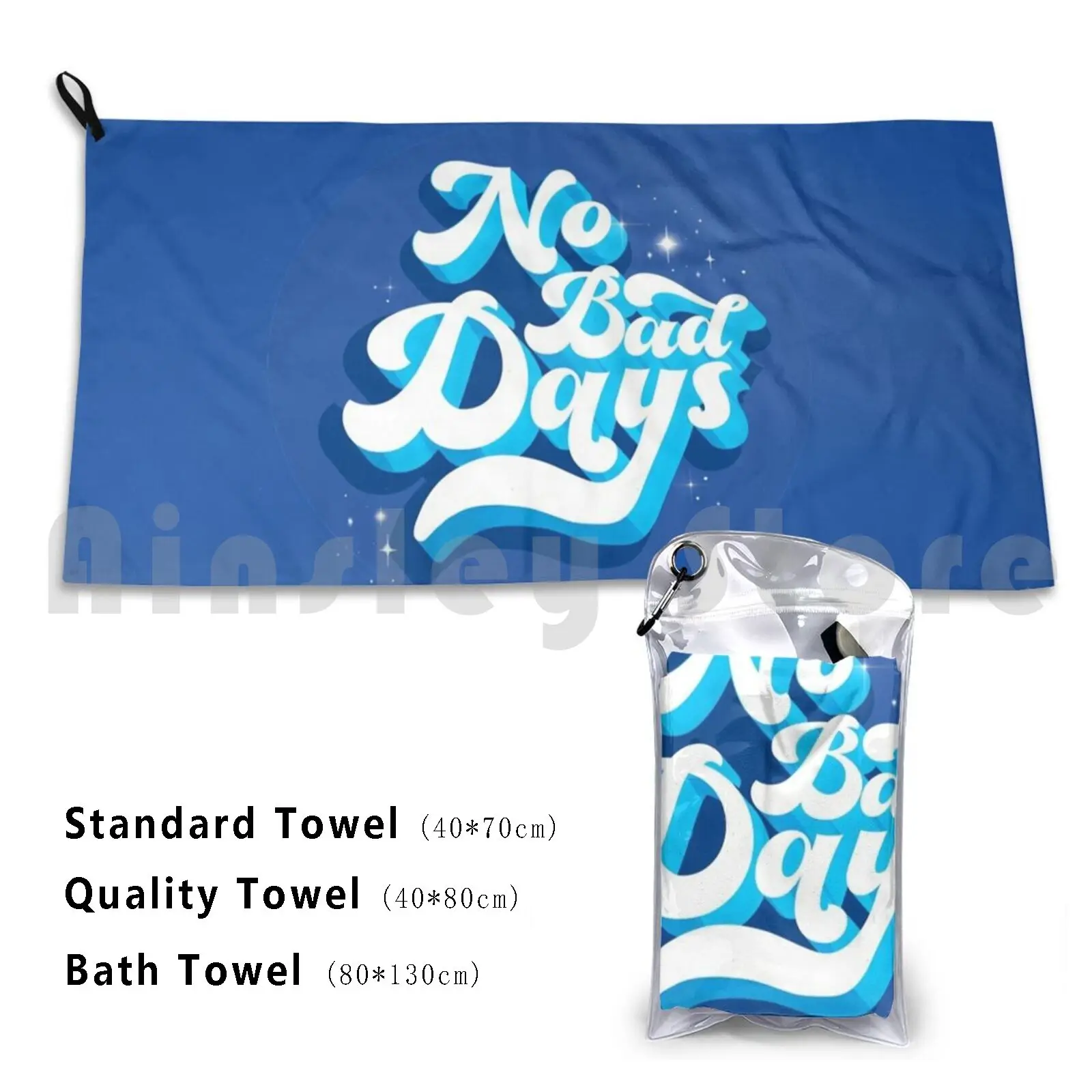 No Bad Days-Typography Custom Towel Bath Towel No Bad Days Positive Blue Positive Text Magic Caligraphy