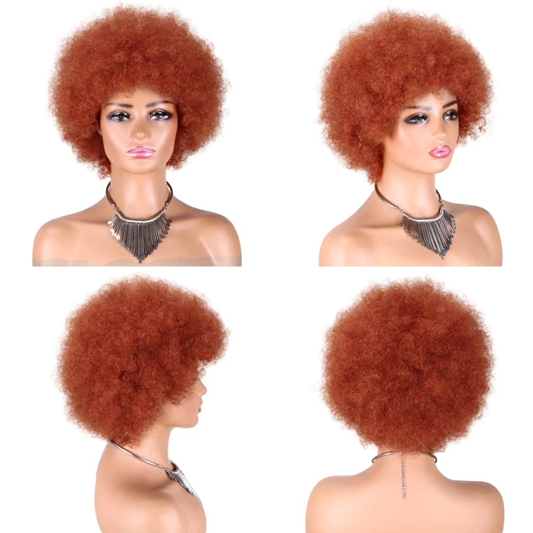 200 Density Brazilian Colored Human Hair Wig Full Lace Machine Made Afro Kinky Curly Wig Cosplay Daily Use Natural Looking