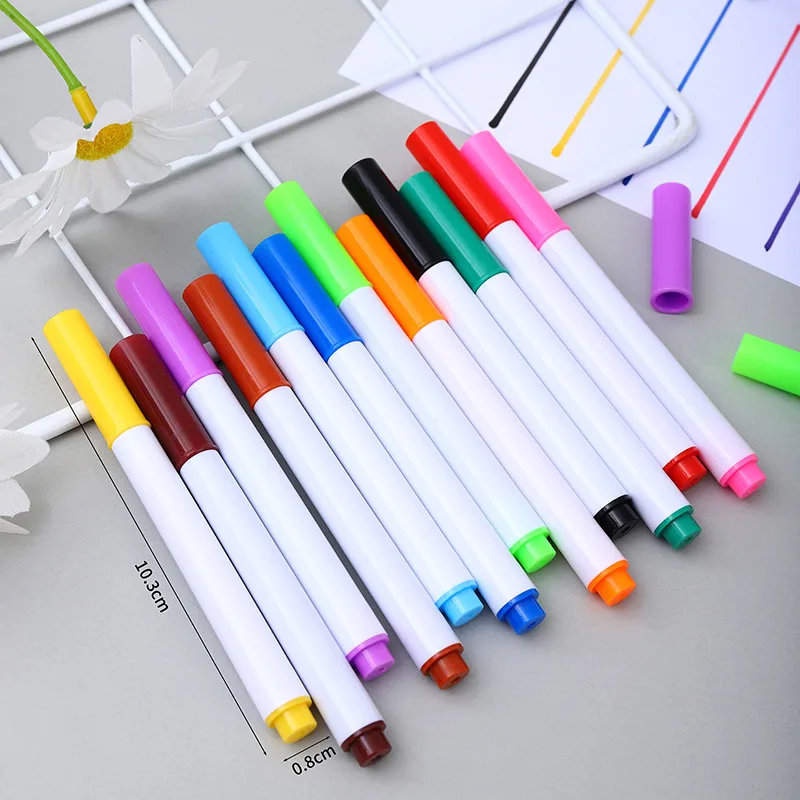 

Multicolor Water-Based Erasable Whiteboard Markers, Refillable Fine Tip Marker for School Office Teacher Student Use