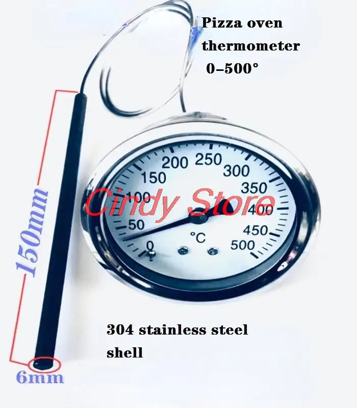 All-steel Shell Round Type High Temperature Oven Oven Pizza Oven 0 to 500 Degrees Thermometer Thermometer Thermometer