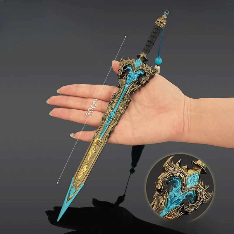 Sceau des dieux de 30cm/11,81 pouces, série douze épées, modèle d'arme épée ancienne, couteau Qingping, article de collection de bureau, ornements