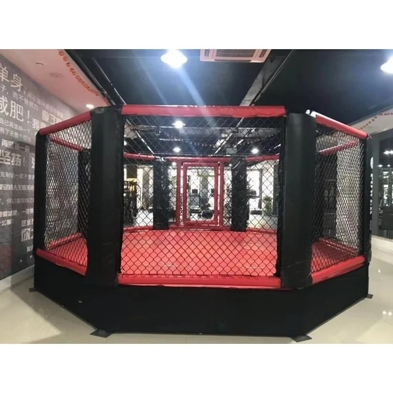 Professional Full-Size UFC Boxing Cage with Elevated Octagon Design and Side Platform for MMA and Boxing Training Rings