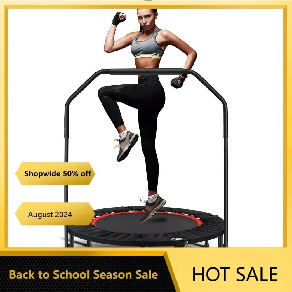 

Foldable Fitness Trampoline, Mini Rebounder with Handle, Jumping Cardio Trainer Workou, Indoor/Garden (Workout Max 300lbs).