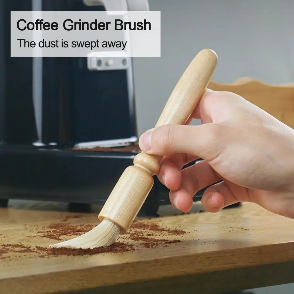 1Pcs Bar table cleaning Coffee Grinder Brush Coffee Tool Coffee Machine Cleaning Espresso Brush Accessories Wooden handle