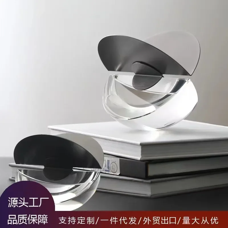 Geometric Crystal Marble Metal Decoration Metal Hemicycle Handicraft Decorative Figurines Home Decoration Accessories