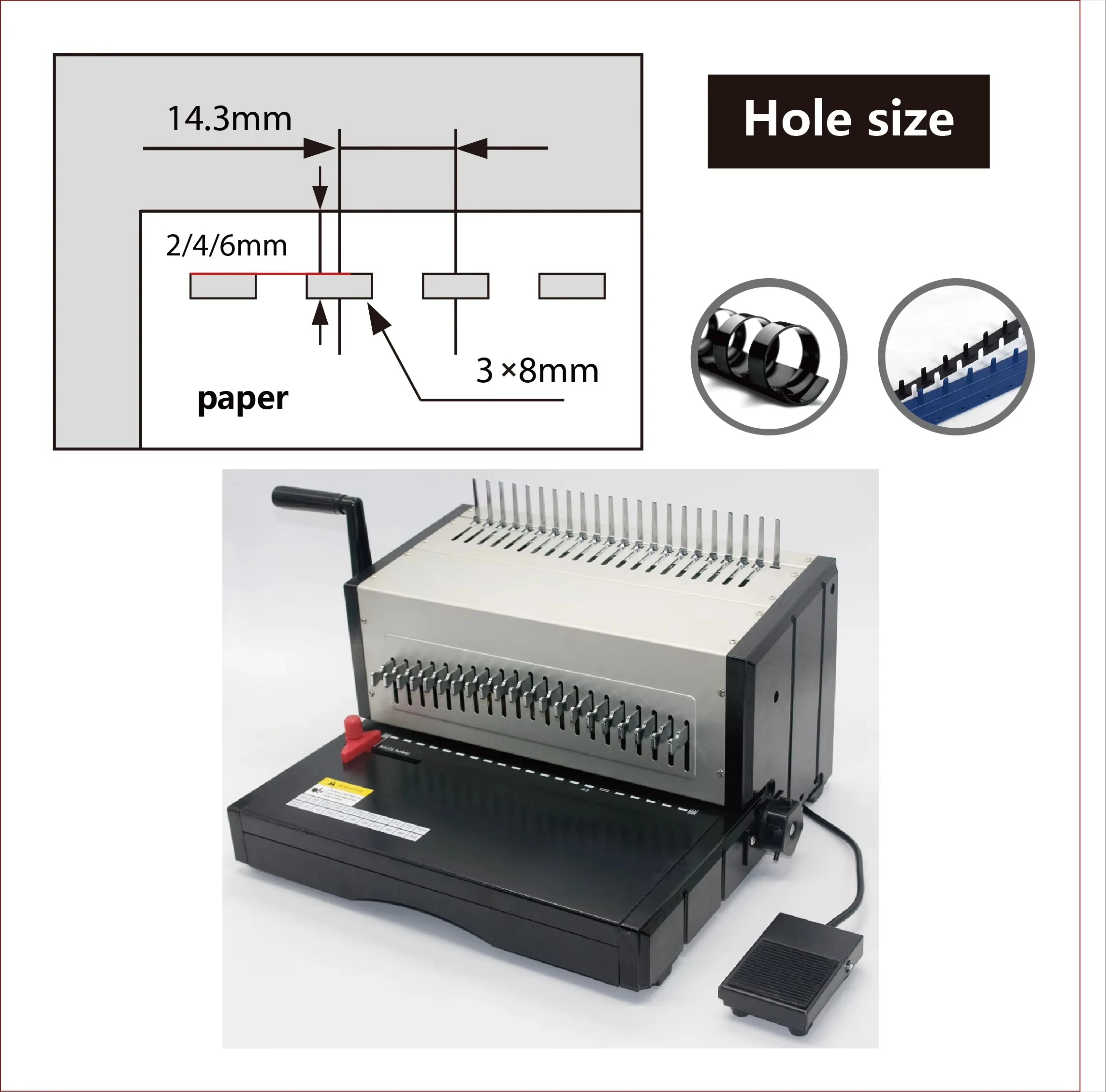 ES-8708 Versatile Paper Binding Machine Manual Plastic Desktop
