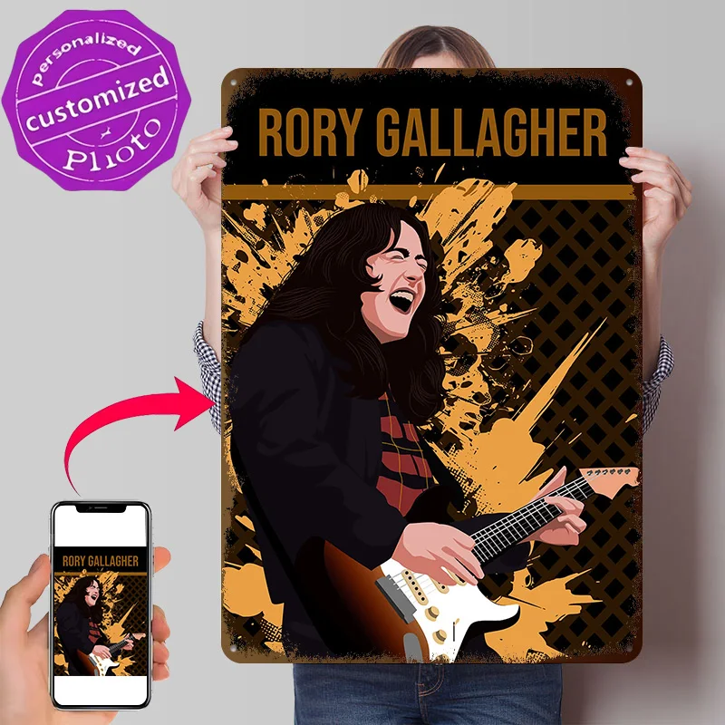 Rory Gallagher Vector Art Illustration Metal Poster Perfect Gift for Fans Lovers Personalized Wall Art Metal Sign for Home Decor