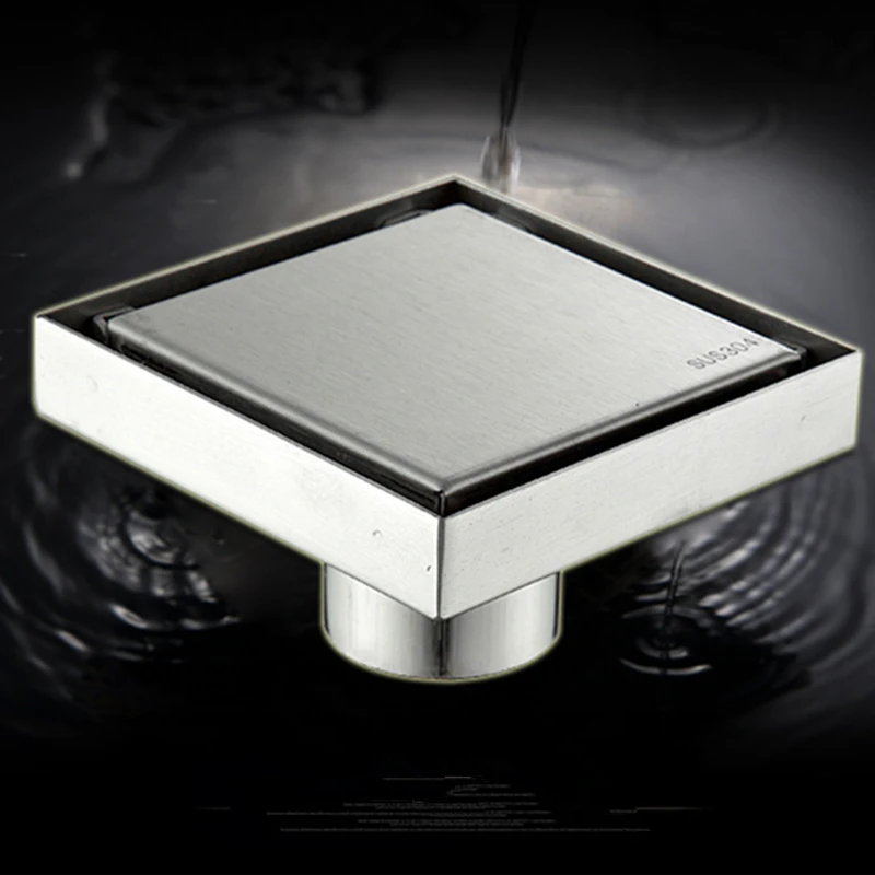 Stainless Steel Invisible Floor Drain 10*10  Drain Cover Chrome Plated Square 4 inch Floor Shower Accessories Gravity Flushing