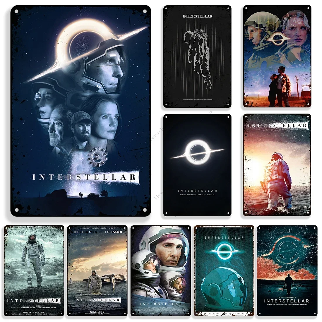 Póster de Vitnage de película, cartel de Metal interestelar, letrero de Metal Retro, placa de Metal oxidado, placa de pared para tienda de cafetería, decoración Industrial