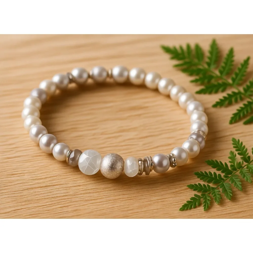 

Браслет из жемчужных бусин на резинке, серебряный, с кристаллами, модная бижутерия, подарок для женщин