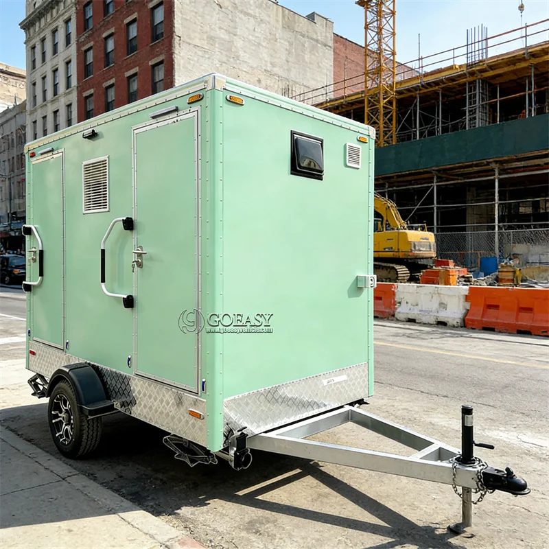 

High End Portable Toilet Trailer Customizable Luxury Outdoor Bathroom with Shower Features