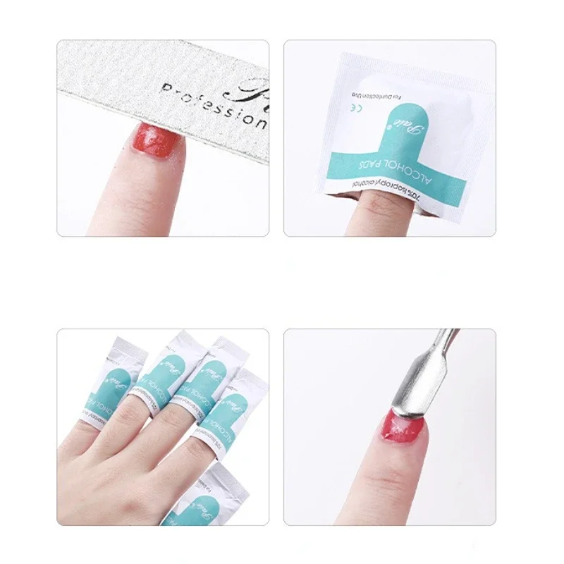 使い捨てネイルポリッシュリムーバー,ネイルポリッシュリムーバー,特殊クリーニングタブレット,ポータブルネイルリムーバーツール,UV LEDジェル,ウェットワイプ,100個