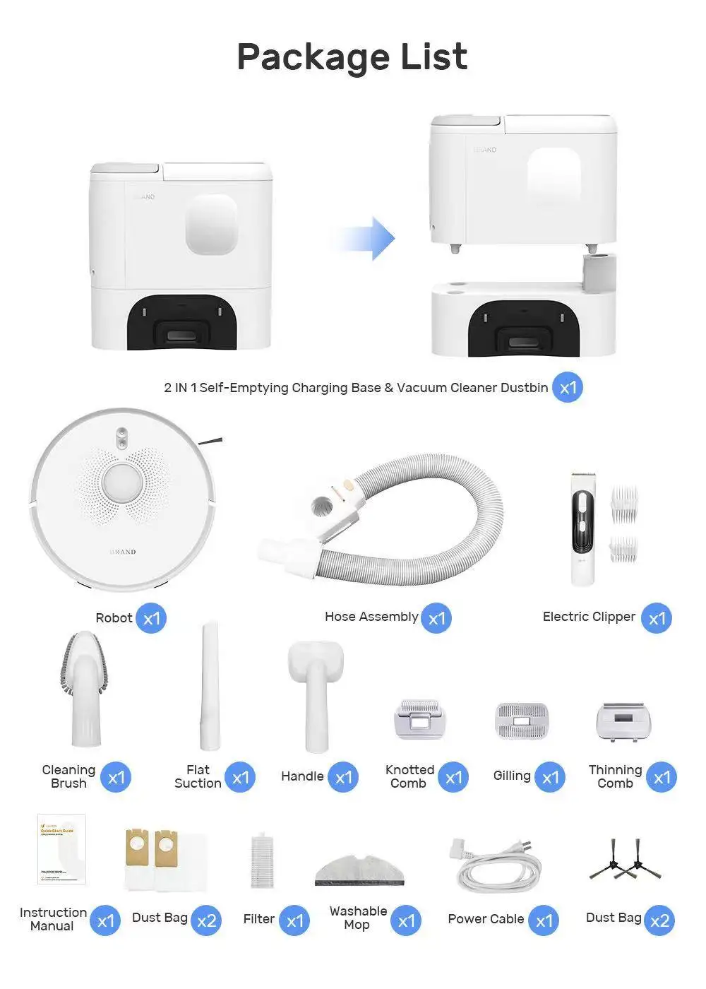 BOCO High Quality Intelligent Sweeping Robot Home Office Automatic Charging Multifunctional Base Wet & Dry Mopping Function