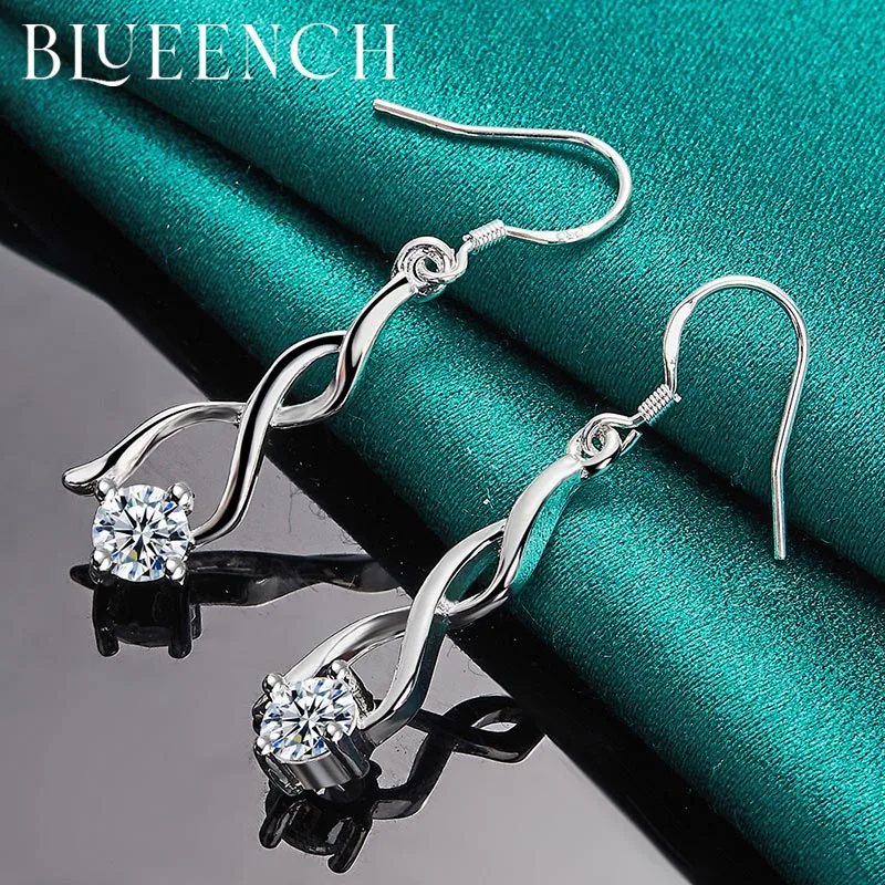 

Blueench 925 Sterling Silver Zircon Rotating Earring Pendant Suitable For Ladies Wedding Parties Fashion Temperament Jewelry