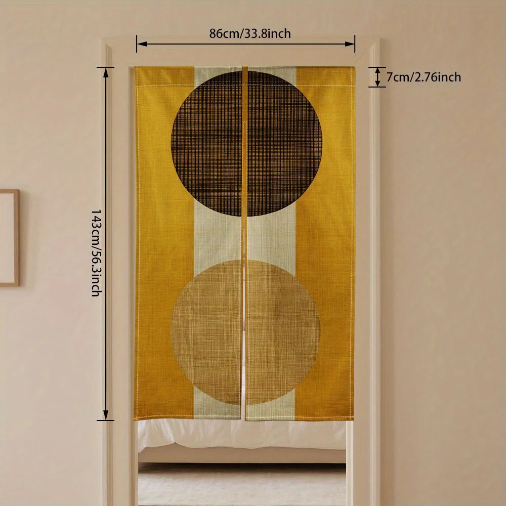 Modern Japanese Zen Door Curtain Screen Polyester Fabric Home Decor Yellow Gold Abstract Noren Room Divider Asian Style Privacy