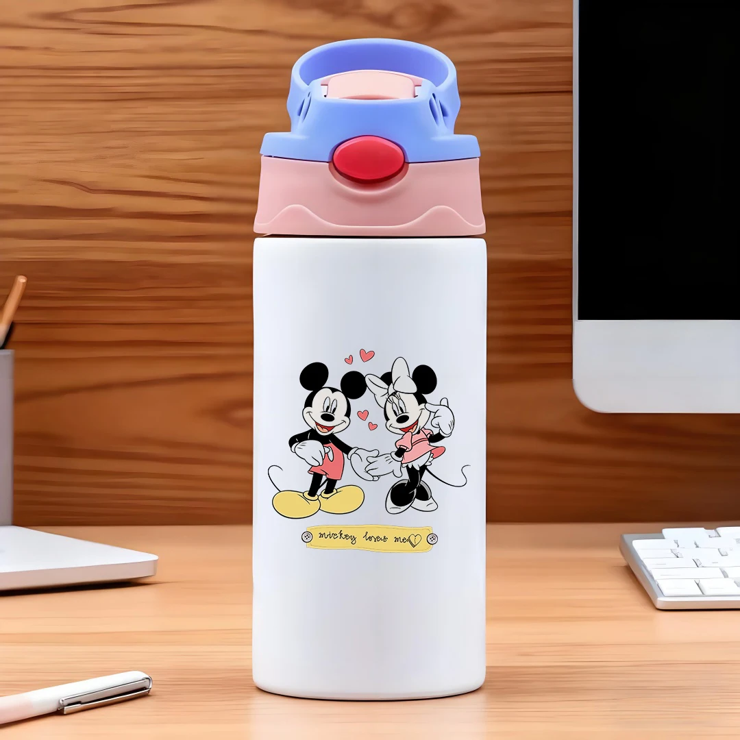 

Disney Mickey & Minnie cartoon vacuum cup 304 stainless steel cartoon straw cup kids water bottle New Year gift