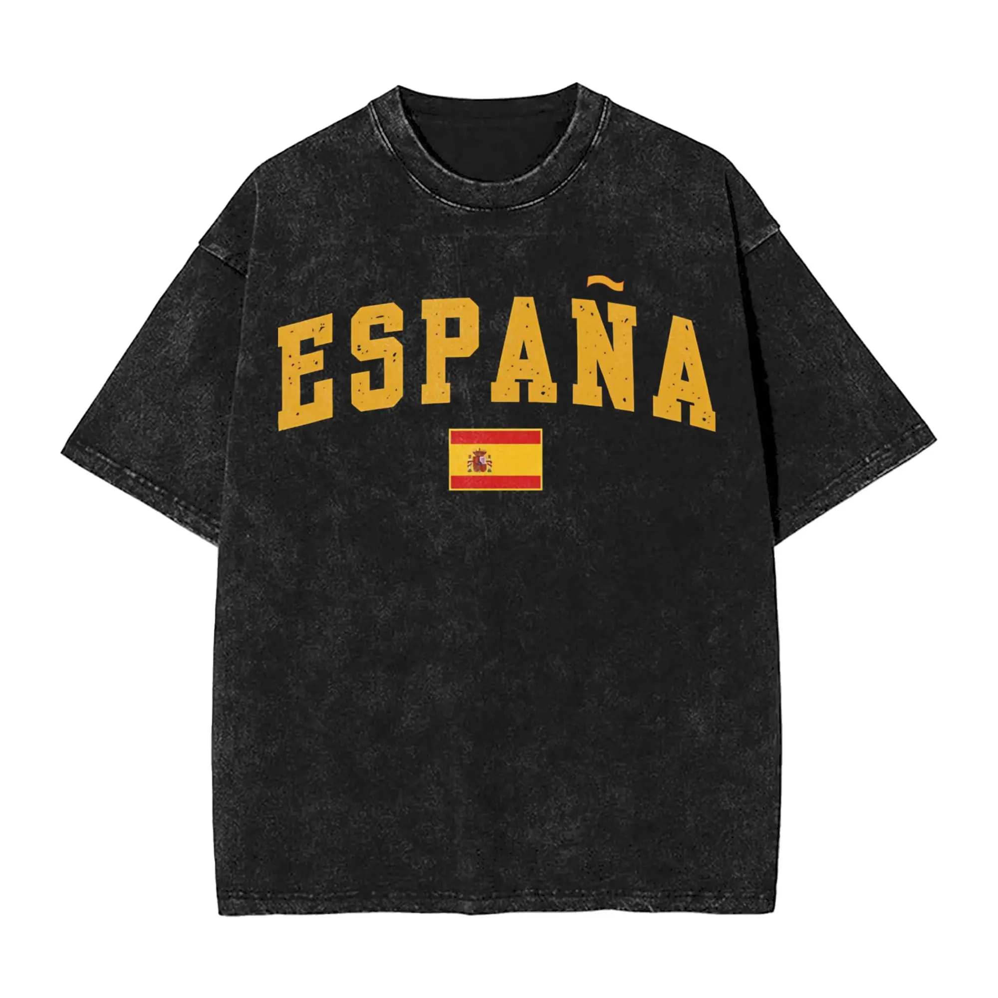 Spain Spanish Flag Espana Make Spain Great Again T Shirt Hip Hop Washed Cotton T-Shirt  Vintage for Men Women Streetwear