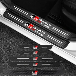 Auto Carbon Fiber Decals Stickers Car Door Threshold Scuff Plate For Toyota GR Sport Gazoo Racing RAV4 C-HR Mirai