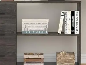 HSH L Shaped Computer Desk with Drawers, L Shaped Desk with Storage Cabinet Shelves
