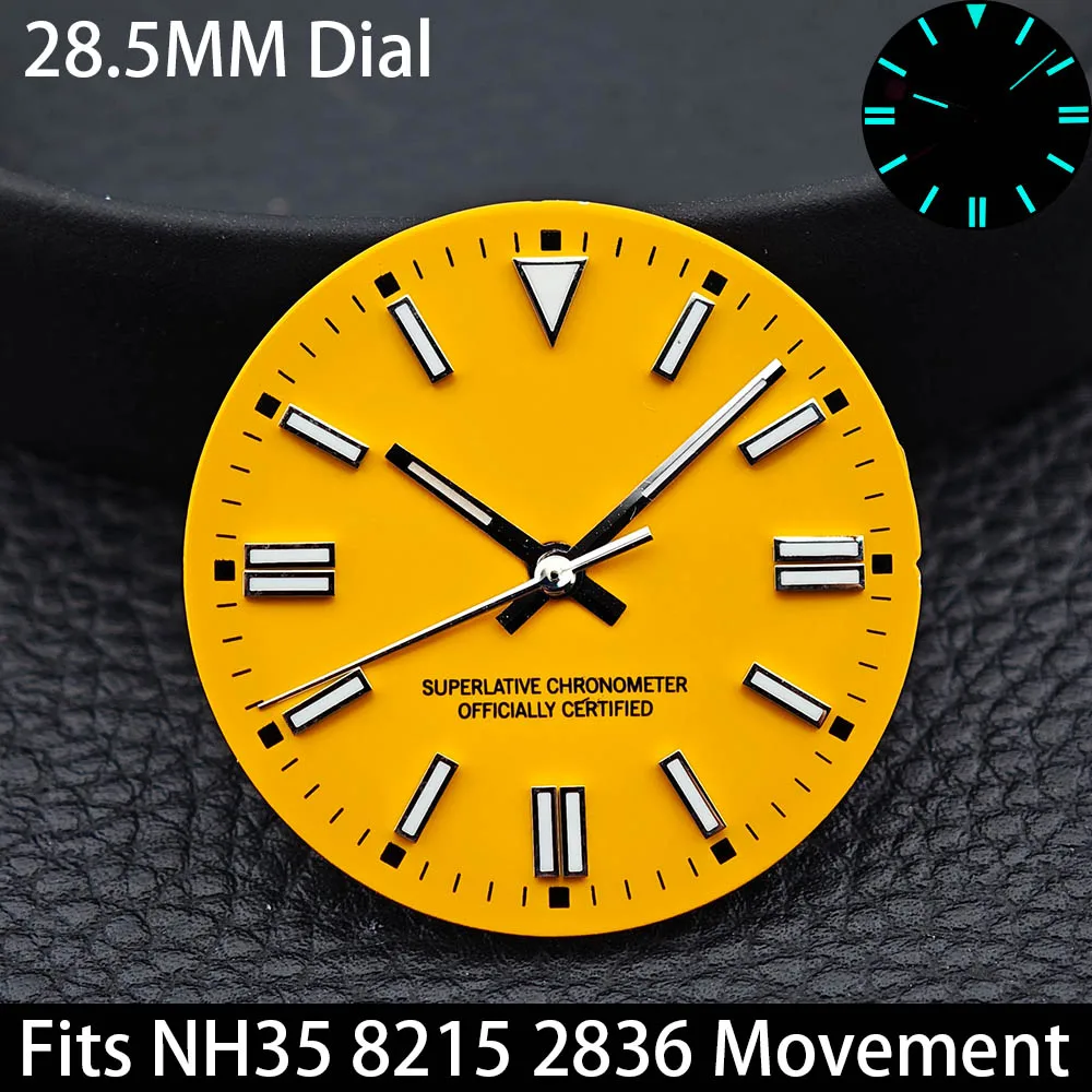 28.5mm Tiffany Blue Green Luminous Dial & Hands, Single/No Calendar Fit NH35 NH36 ETA2836 Miyota 8215 Watch Replacement Parts