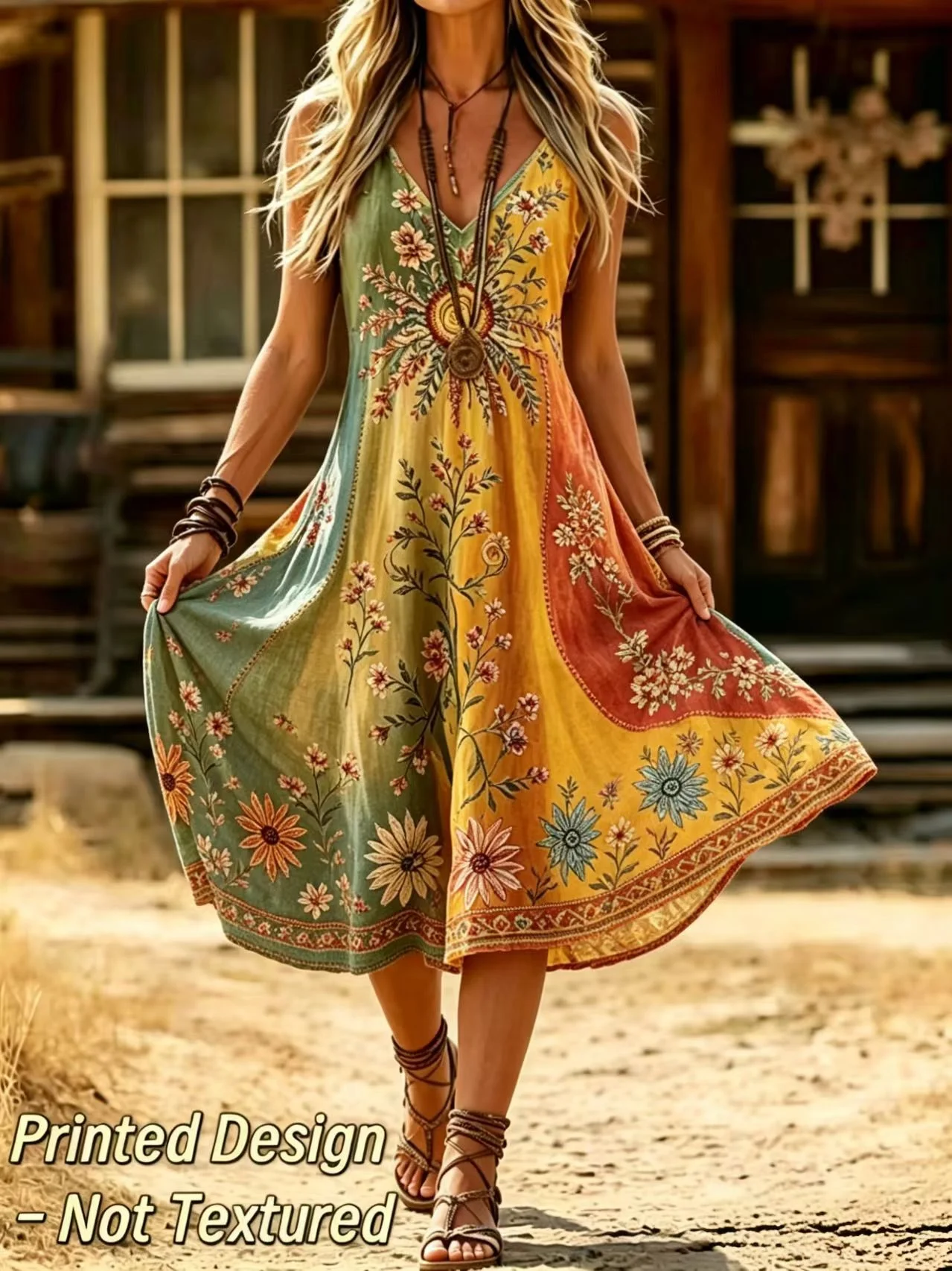2D Printed Design - Non-Textur - Ethnic Boho Fashion 评论和价格