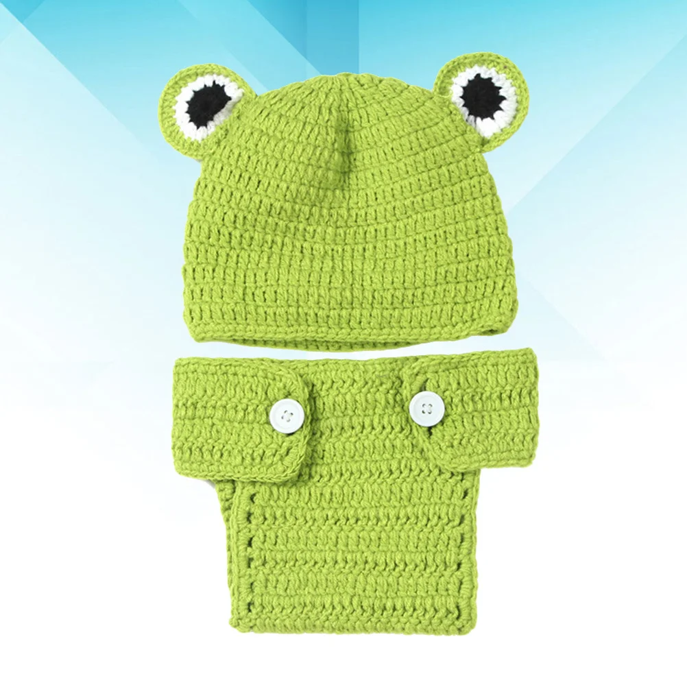 

2 шт. вязаных шапочек для детей, комплект одежды для новорожденных для фотосессий, вязаный шерстяной наряд, мягкий, удобный, идея для подарка, зеленый