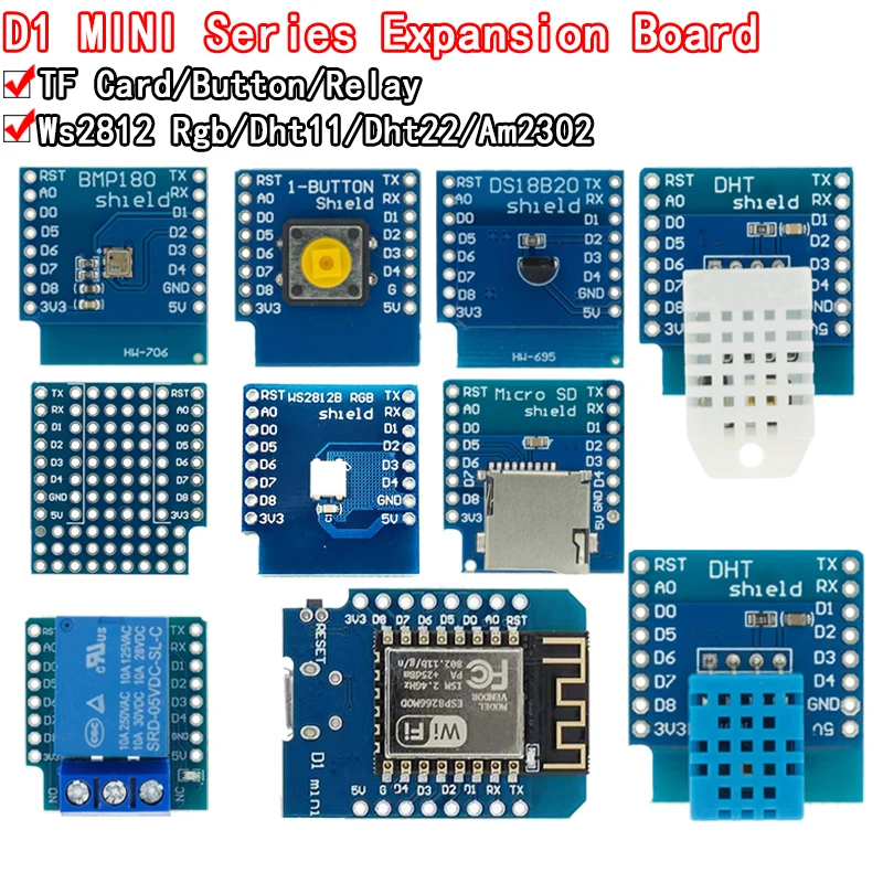 Esp8266 D1 Mini Pro Wifi Development Board Nodeu Ws2812 Rgb Dht11 Dht22 Am2302 Relais Ds18b20 Bmp180 Motor Voor Wemos Diy kit