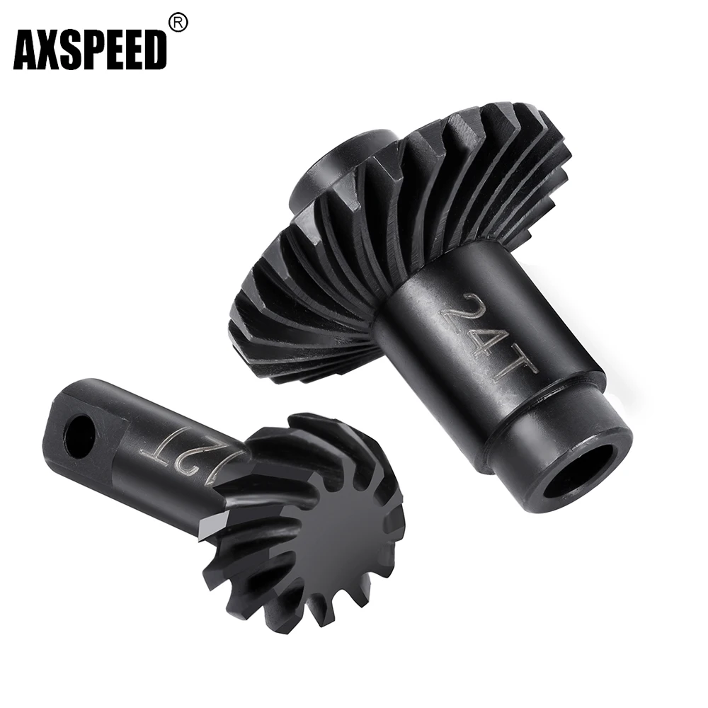 AXSPEED 24T+12T 22T+10T Steel Helical Bevel Axle Gear for 1/18 TRX4-M RC Crawler Car Upgrade Parts Accessories