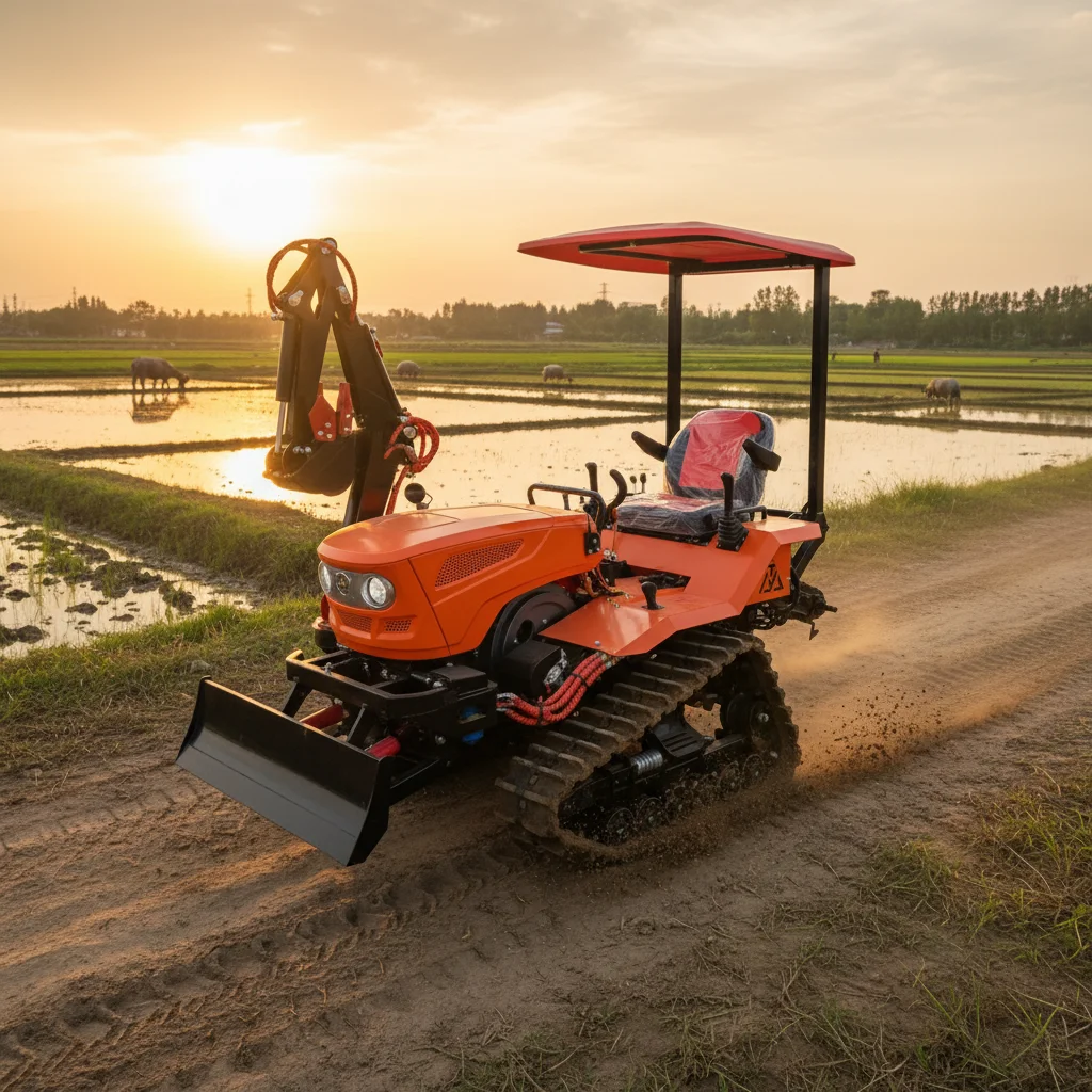 

15HP 25HP Multifunctional Crawler Tractor Diesel Rotary Tiller Ditching Weeding Bulldozing Farm Equipment