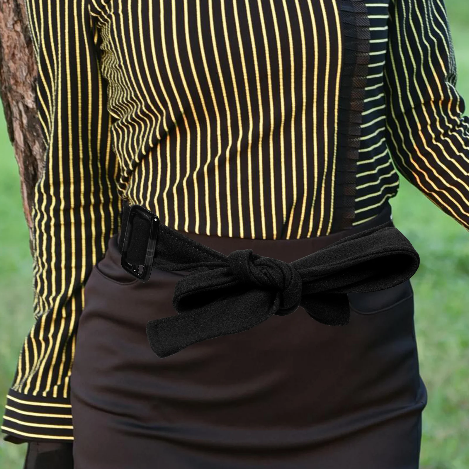 

Versatile Waist Belt for Women's Jackets Woolen Overcoat Band Slimming Effect Durable Stylish Sash Black Overcoat Waist Belt